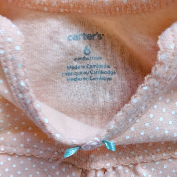 ❤️SOLD❤️ Carter's 2 piece peach polka dot outfit size 6 months baby girl - Picture 3 of 5